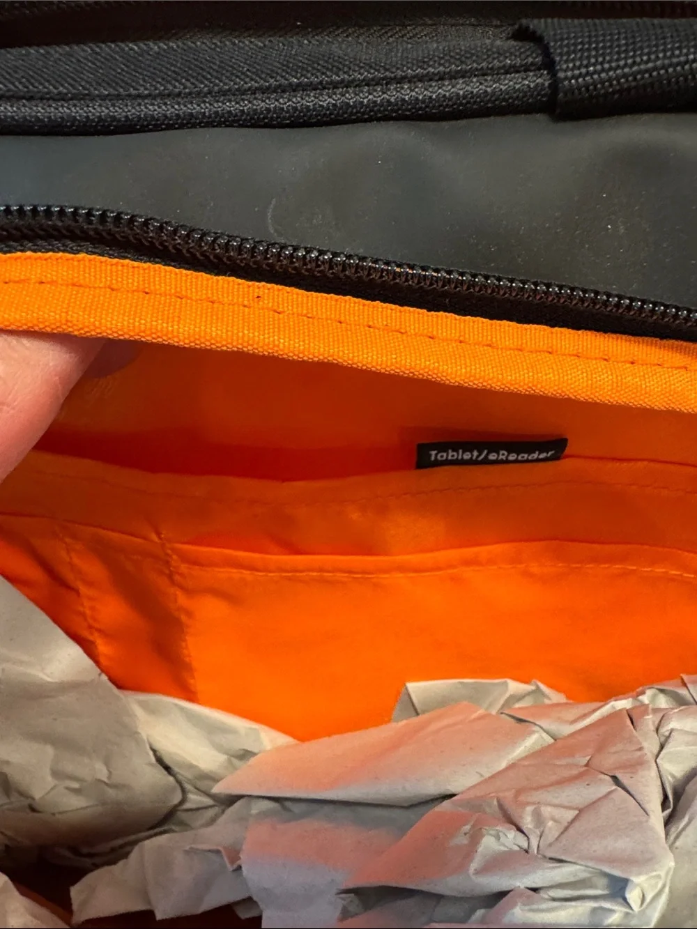 solo Black Laptop Messenger Bag with Orange Accents